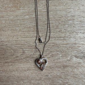 Open Heart Mom Script and Rose Necklace Pendant Gift Mother's Day